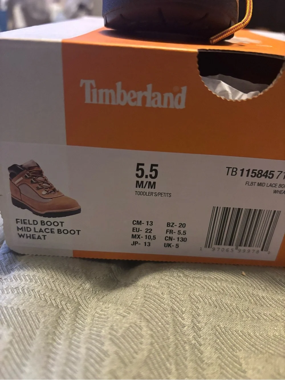 Timberland Kids Wheat and Black Leather Trail Boot